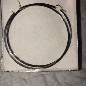 Large sterling silver hoop earrings 3 inch width